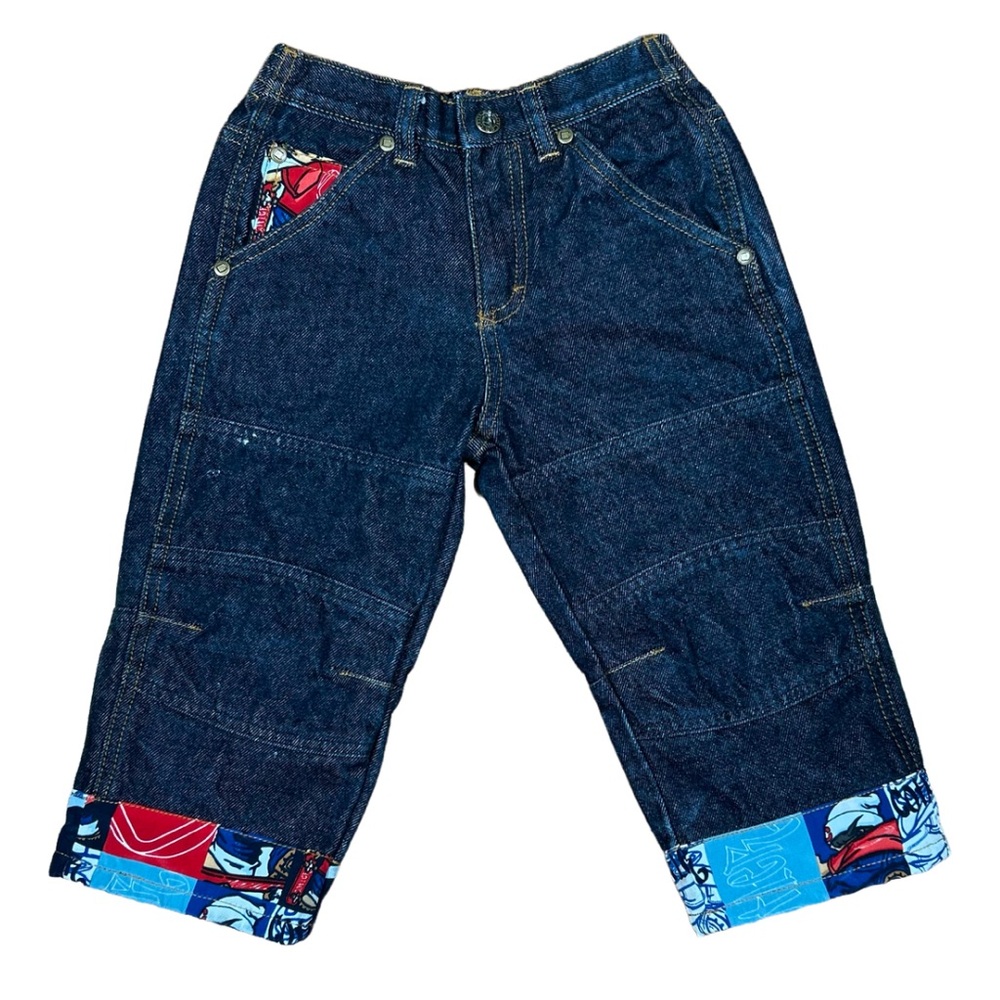 VINTAGE 90s Cotler Baby Boys Black Cartoon Graphic Denim Jeans 2T